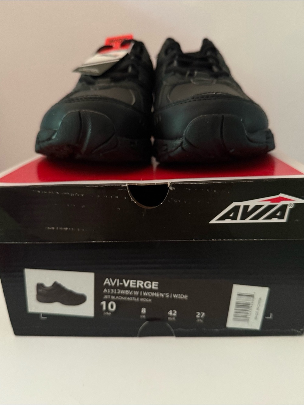 Avia Avi Verge Wide Lace-Up Sneakers Memory Foam - Black Women’s 10 New With Box